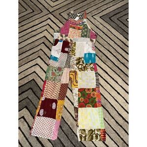 NWT Ashley Taylor Patchwork Overalls Jumpsuit Boho Hippie One Size 100% Cotton